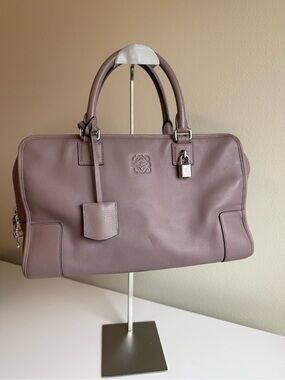 Loewe Amazona 35 Leather Double-Handle Satchel in Mauve